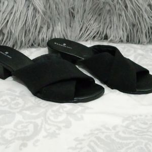Bandolino Women's Black Eugeni X Band Open Toe Block Heel Slide Sandals Size 9.5